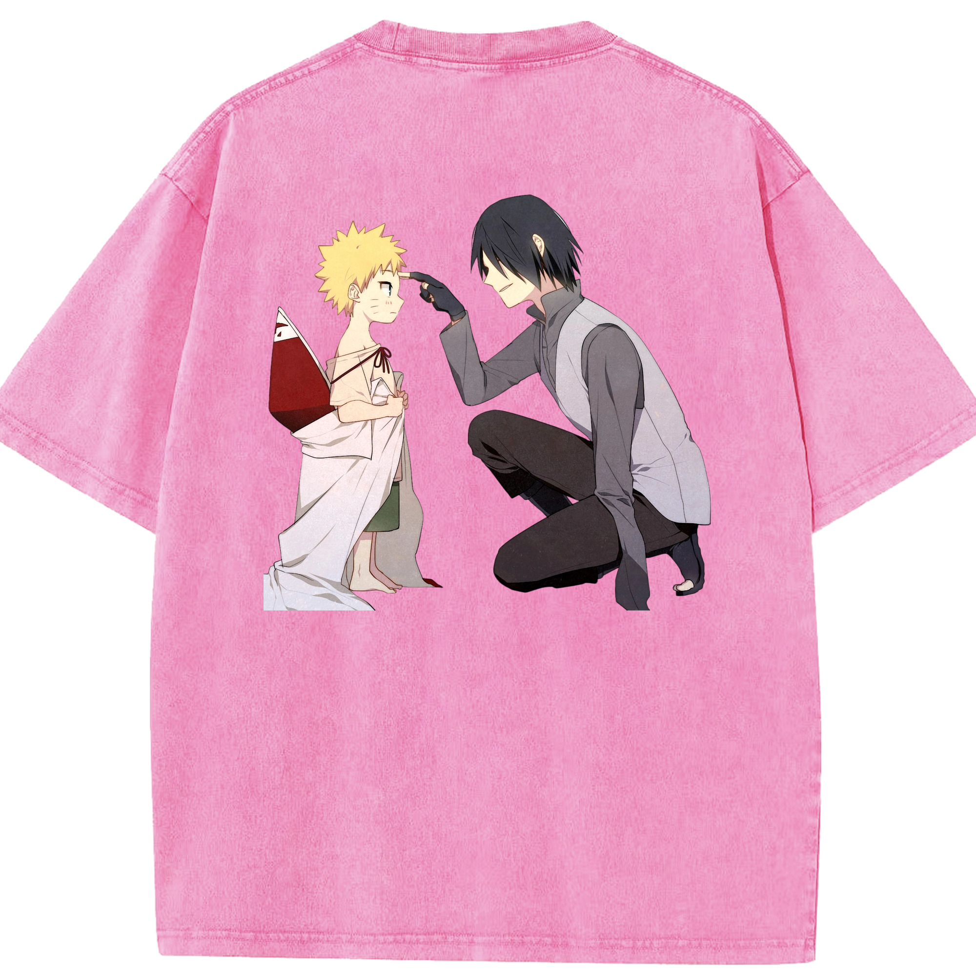 （画像用） NARUTO -ナルト- うちは サスケ Uchiha Sasuke 綿100% ヴィンテージ風 半袖Tシャツ（背面プリント）